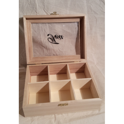Boite à thé bois 6 cases
